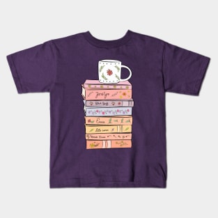 Pile Of Books With a Mug On It Kids T-Shirt